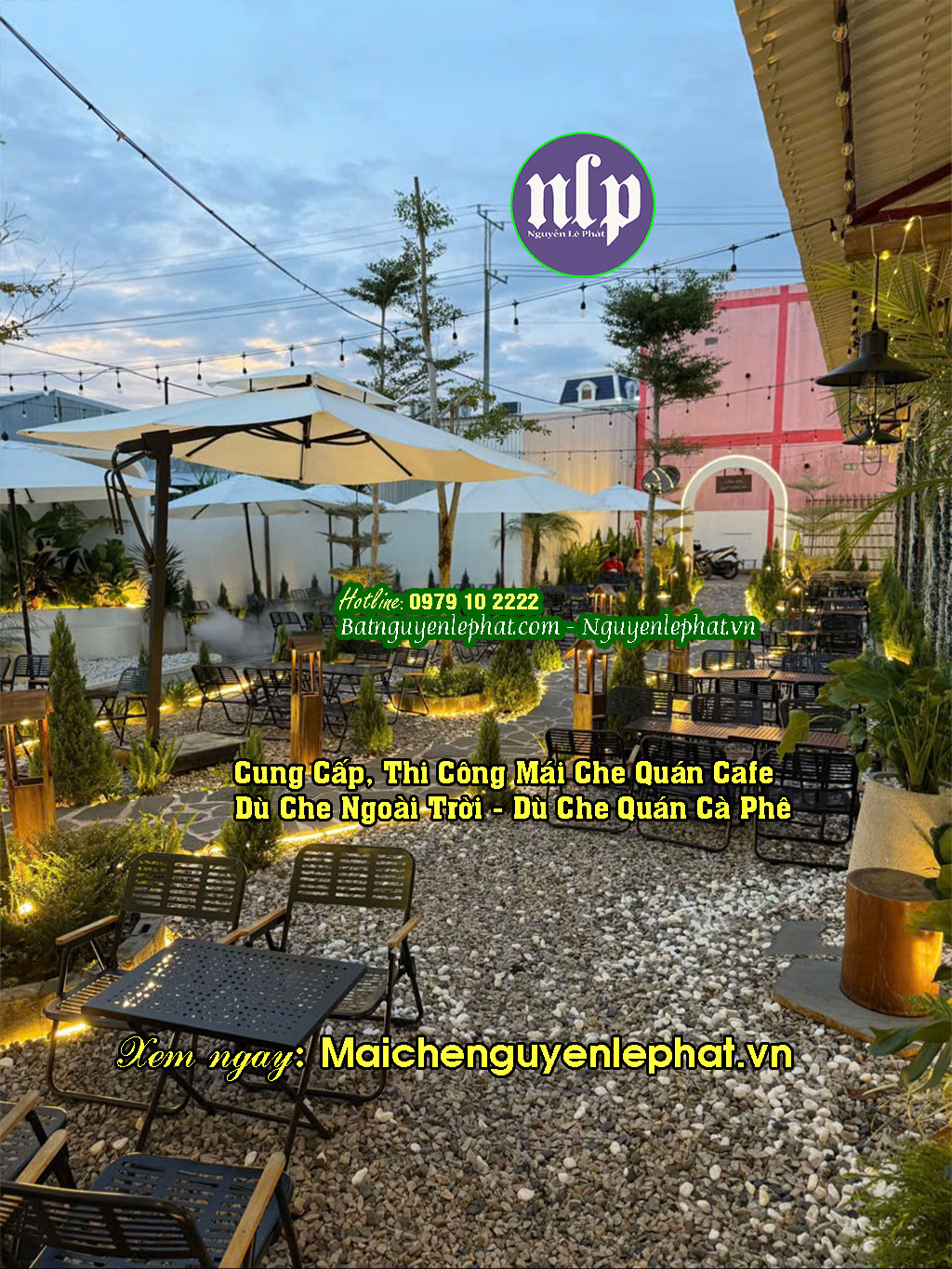Dù che nắng bán cà phê cafe