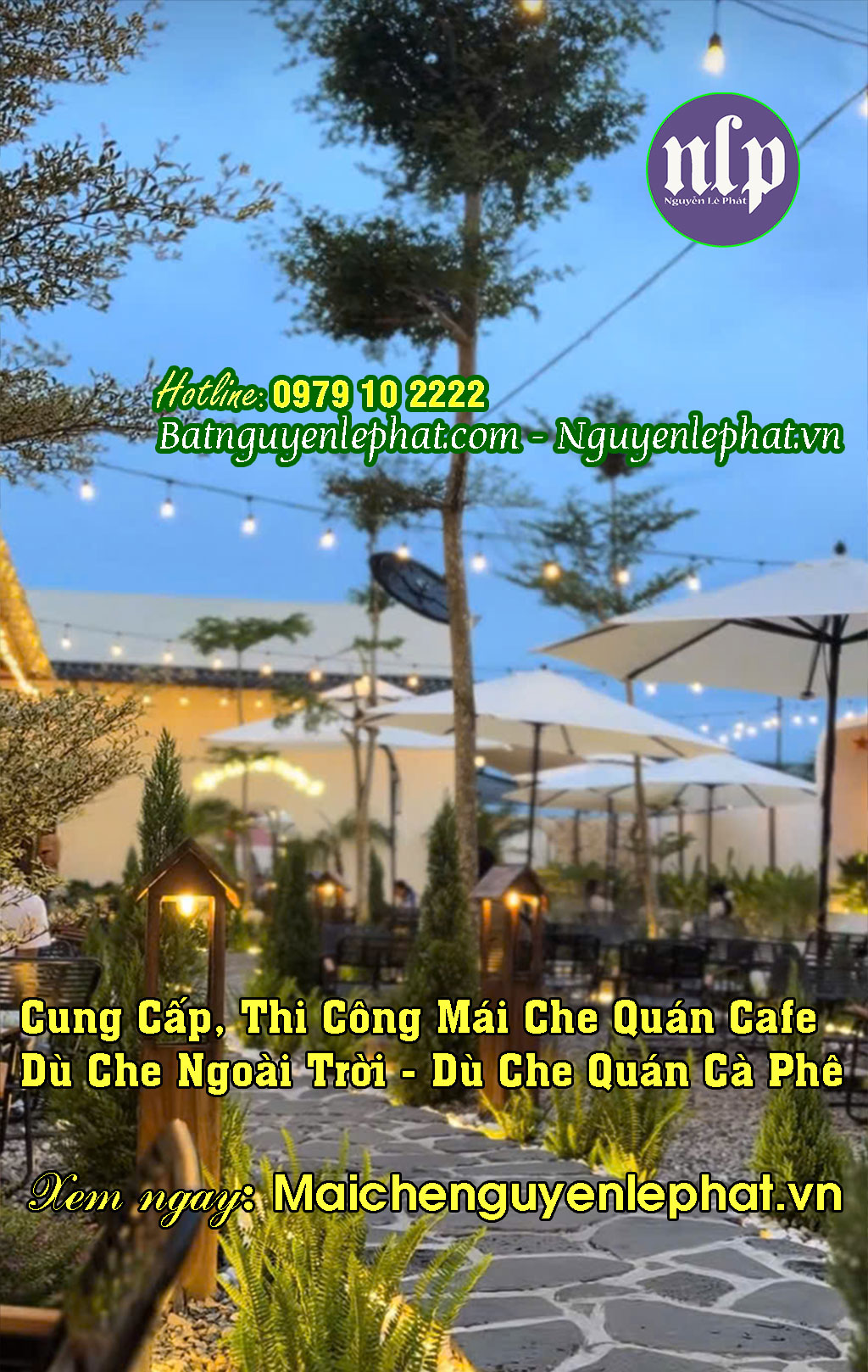 Dù Che Nắng Mưa Bán Hàng Ngoài Trời, Dù Che Quán Bán Cafe tại Nha Trang Khánh Hòa